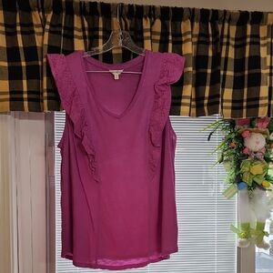 Terra & Sky Magenta Ruffle Sleeve Blouse